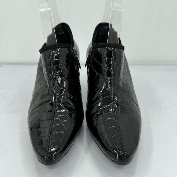 Aquatallia Women's Ankle Pump Pointy  Toe Size 8.5 Waterproof Black Croc Leather - Picture 2 of 12